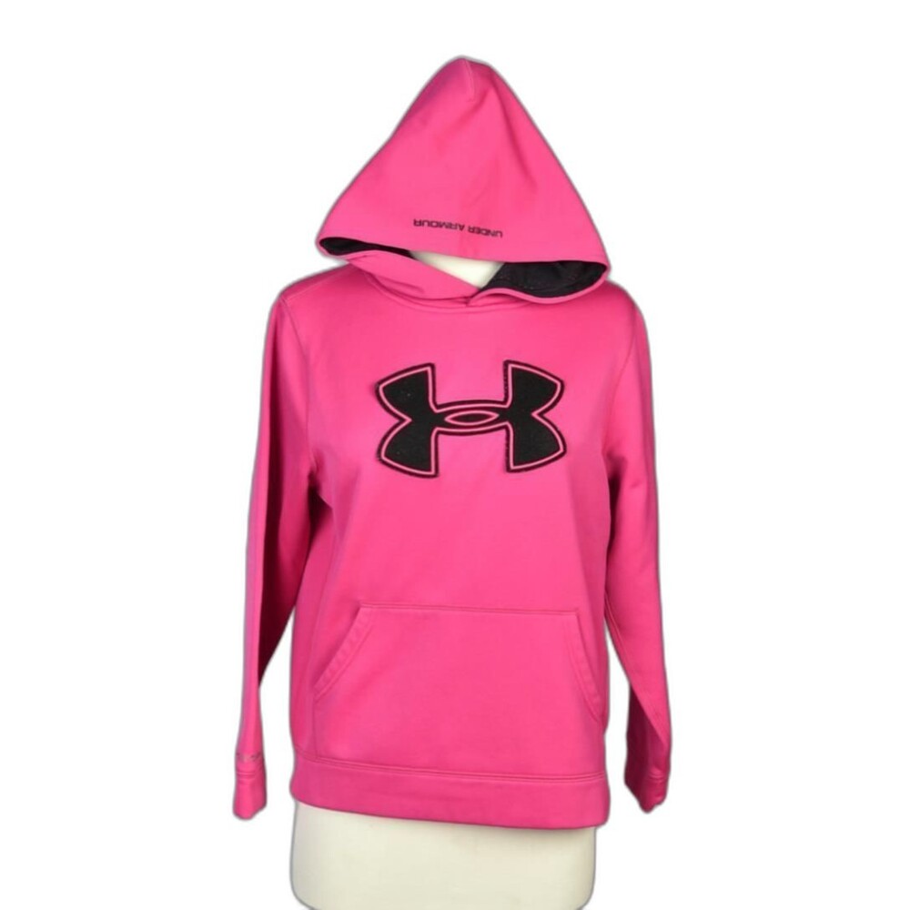 Under Armour Fushia Pull Over Logo Hoodie Size LG {EX+}